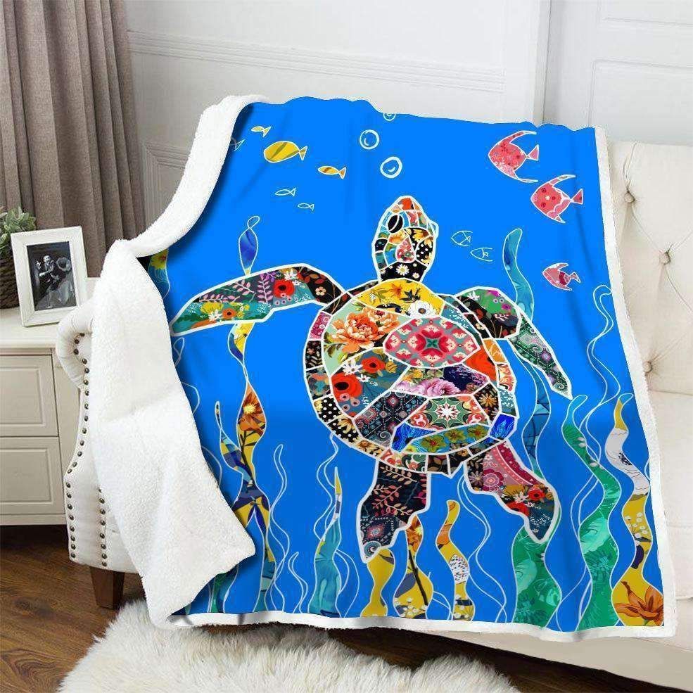 Cute Turtle Sherpa Fleece Blanket
