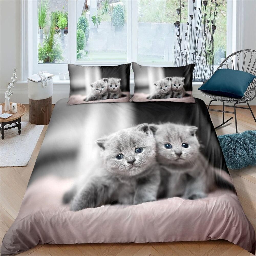 Cute Twin Cats Bedding Set