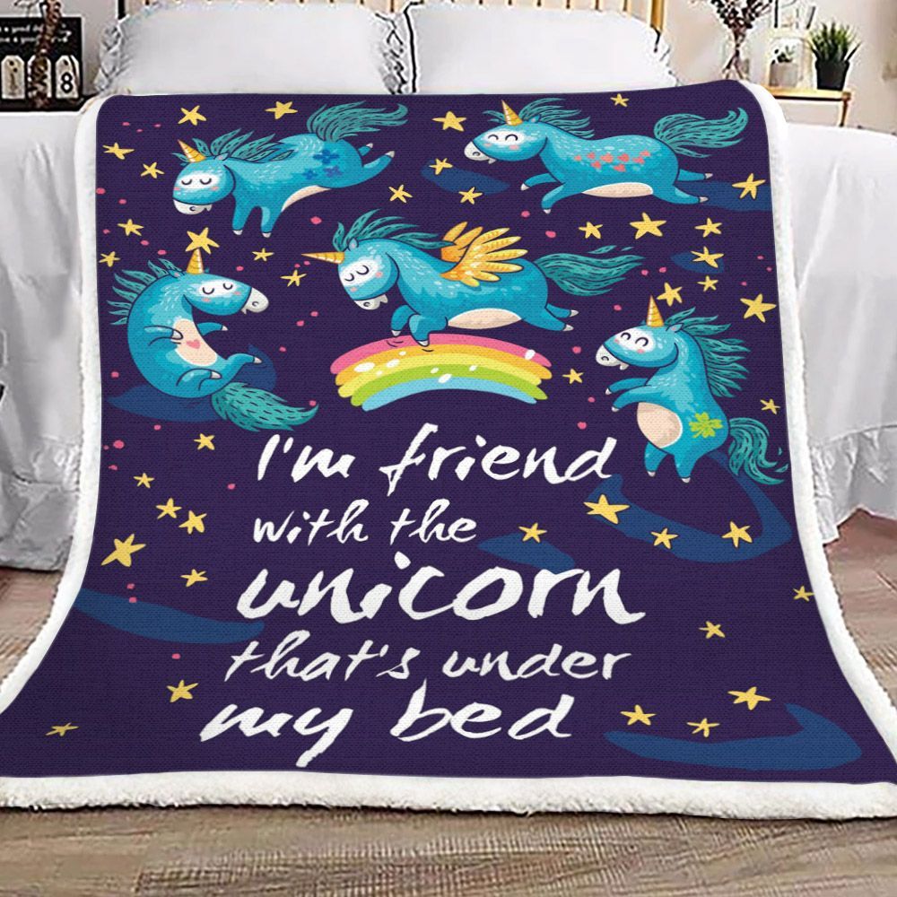 Cute Unicorn Sherpa Fleece Blanket