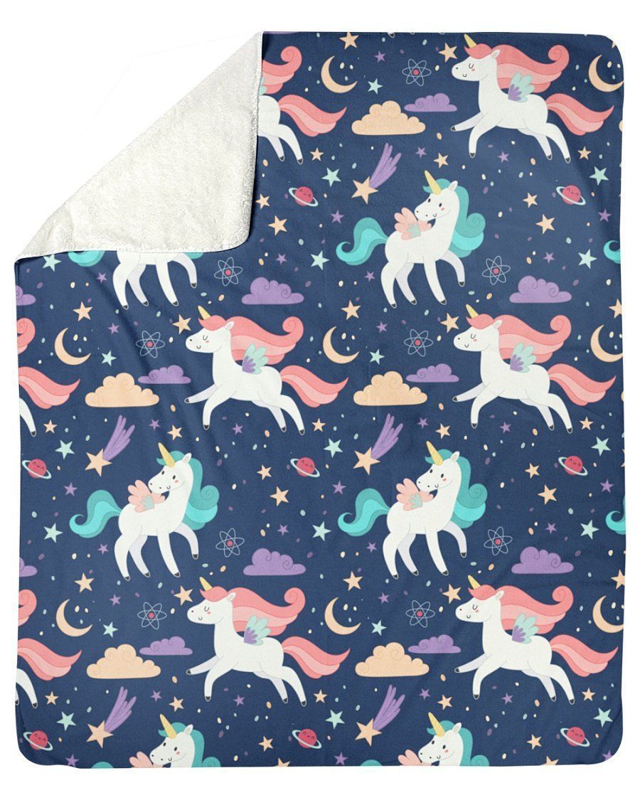 Cute Unicorn Pattern Gift For Kids Fleece Blanket
