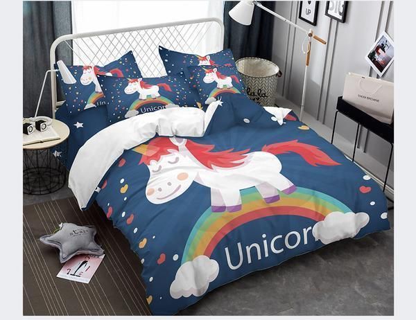 Cute Unicorn Rainbow Bedding Set