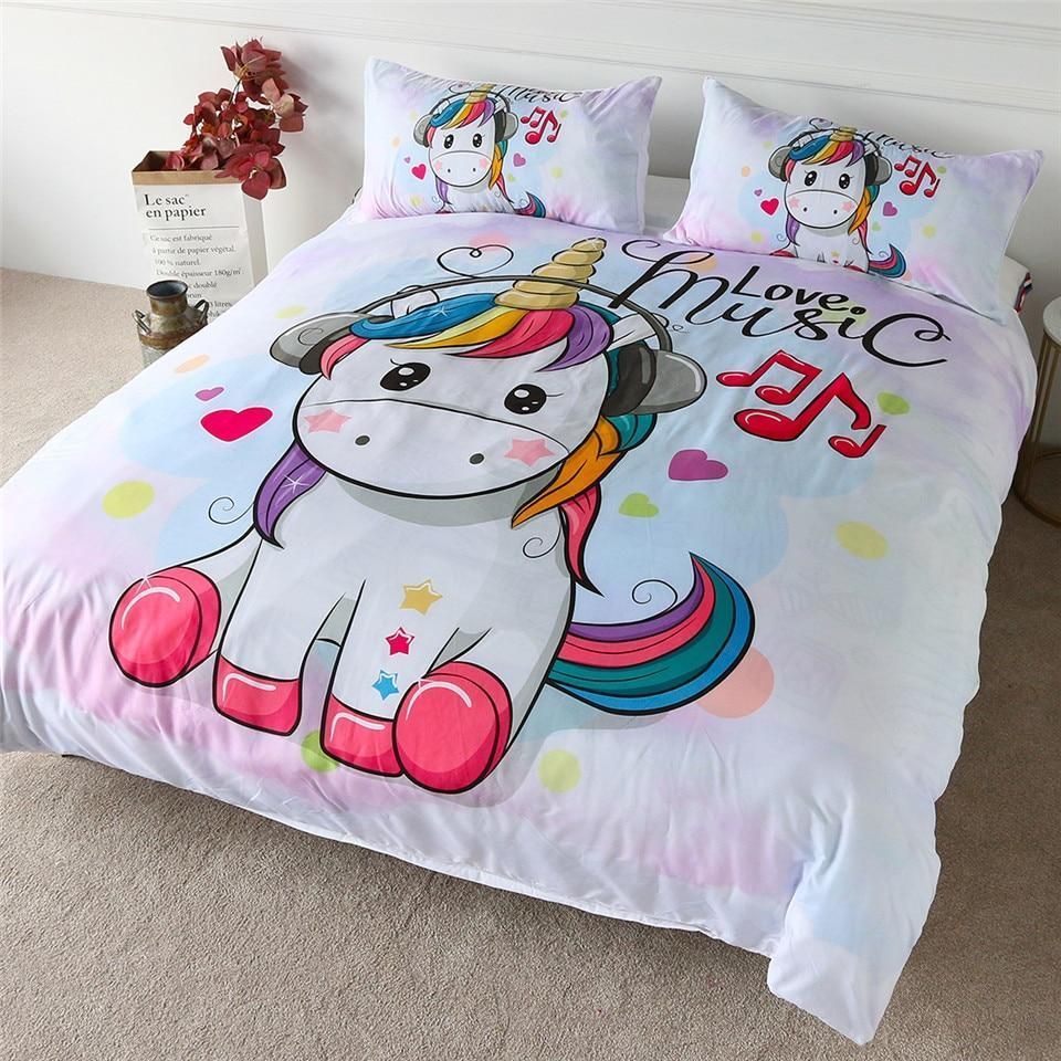 Cute Unicorn Rainbow Bedding Set