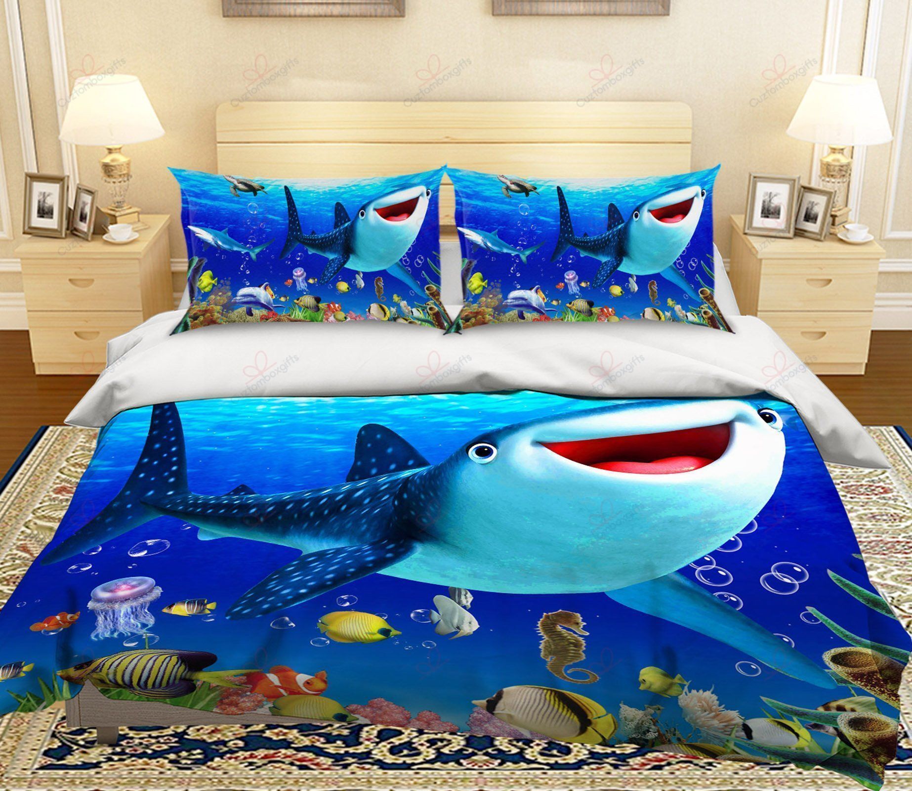 Cute Whale Animal Printed Bedding Set