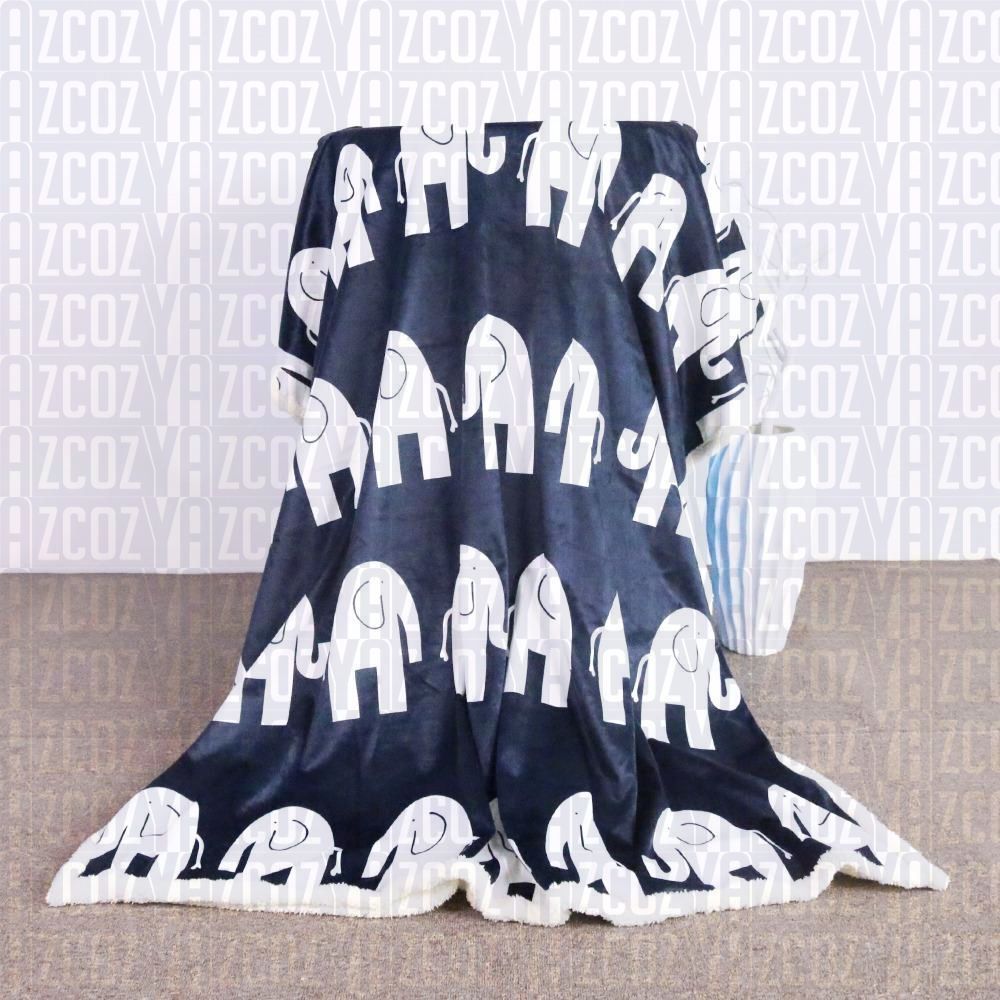 Cute White Elephant Sherpa Fleece Blanket