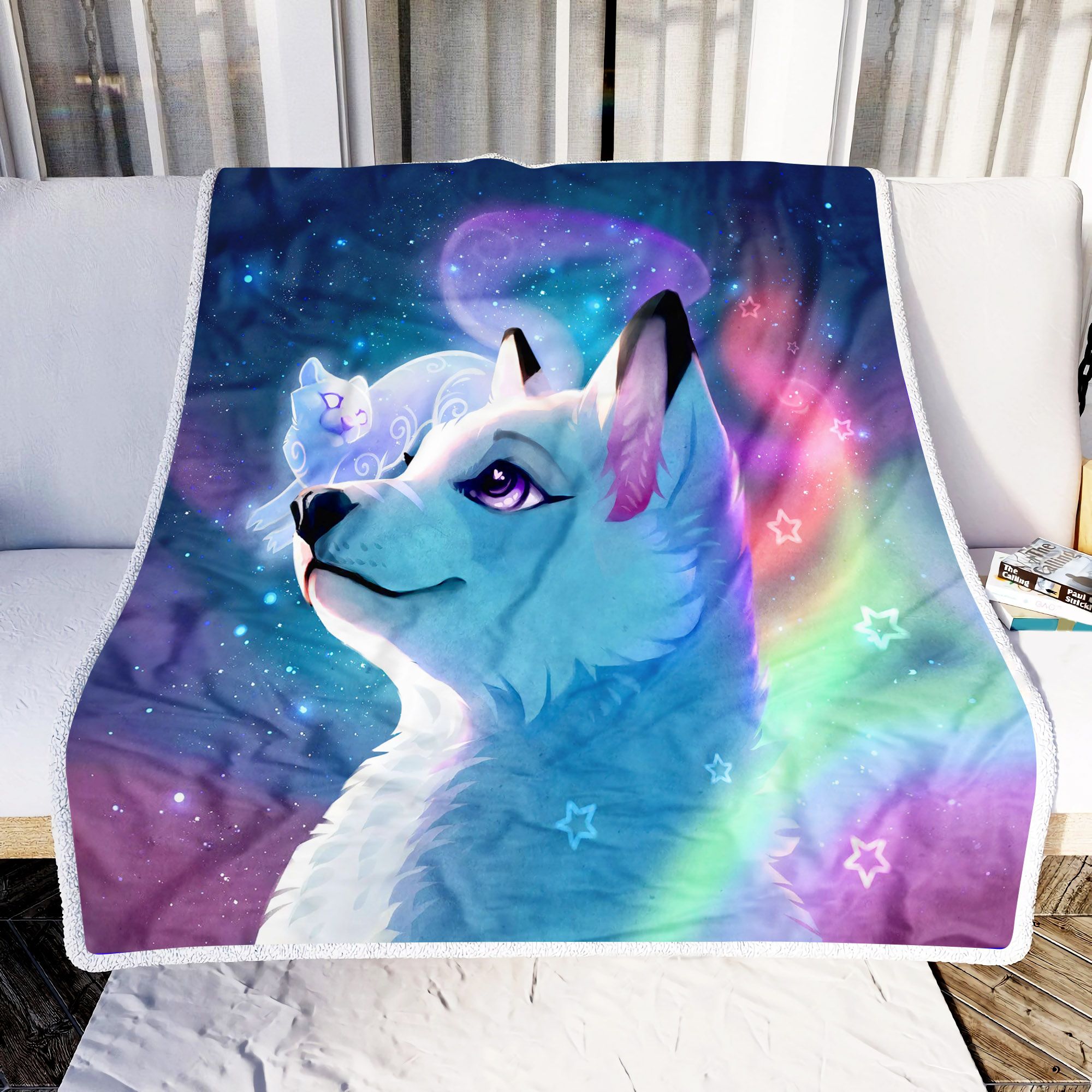 Cute Wolf Colorful Art Fleece Blanket