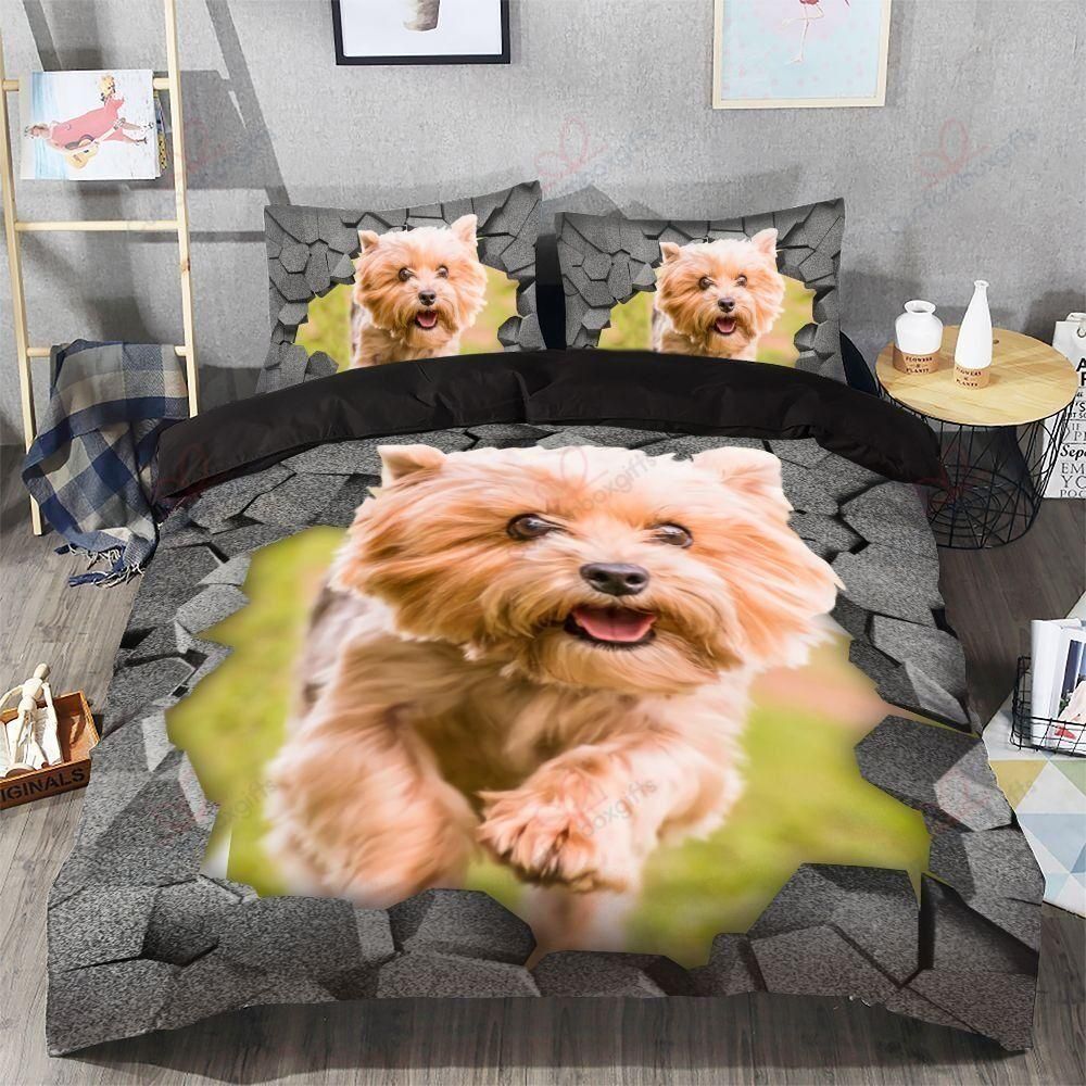 Cute Yorkshire Running Printed Bedding Set