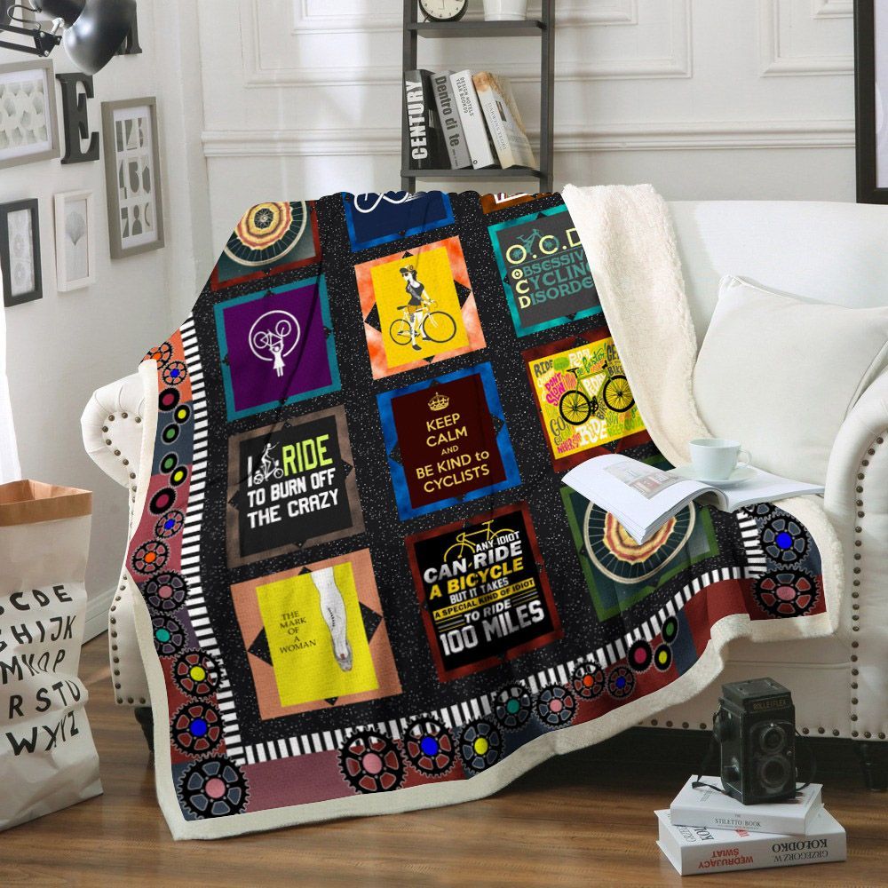 Cycling Sherpa Fleece Blanket