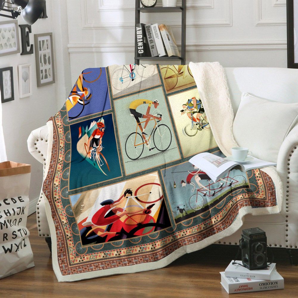 Cycling Sherpa Fleece Blanket