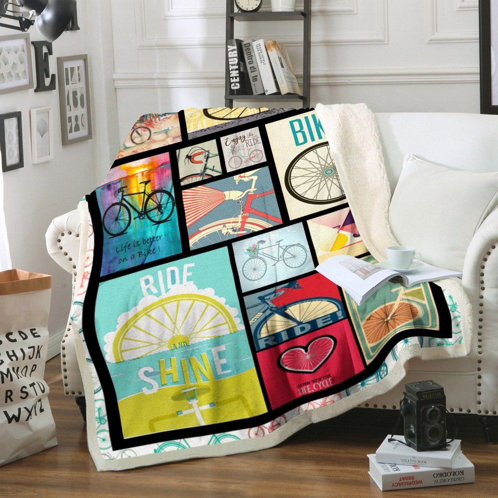 Cycling Sherpa Fleece Blanket