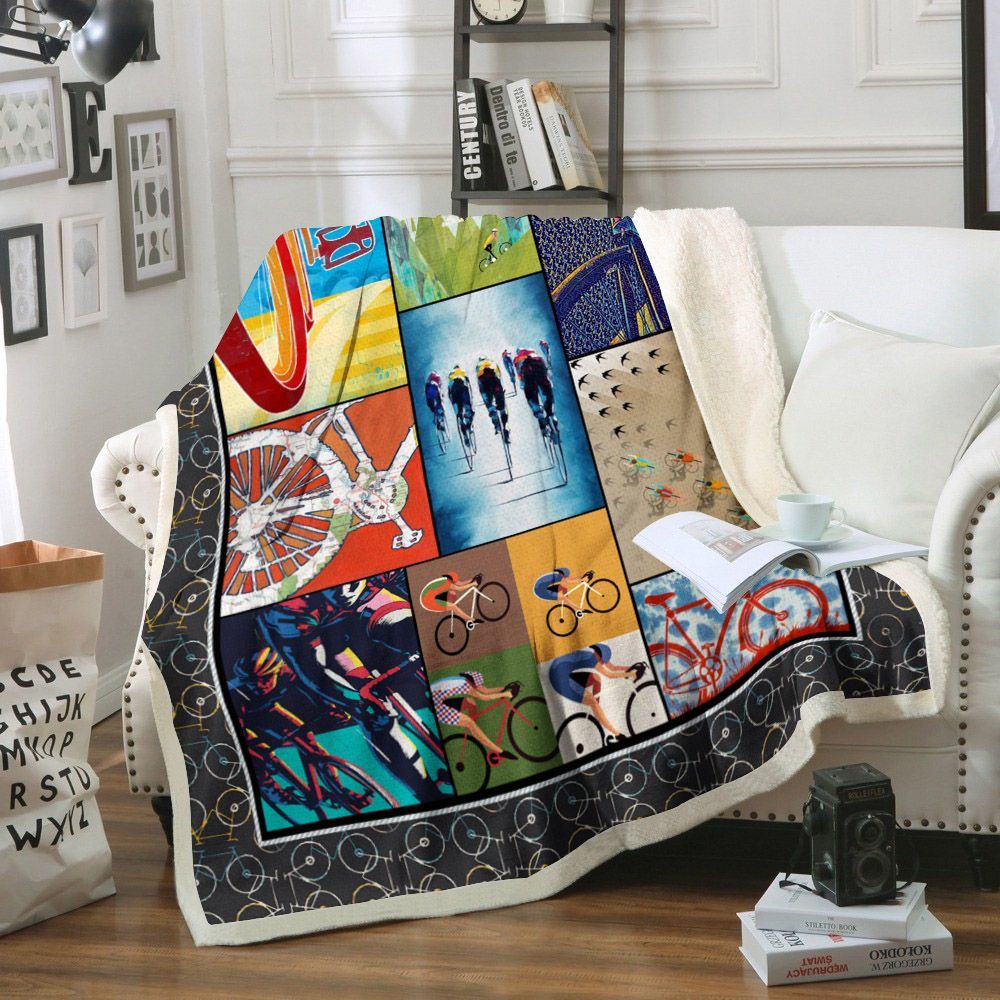 Cycling Sherpa Fleece Blanket