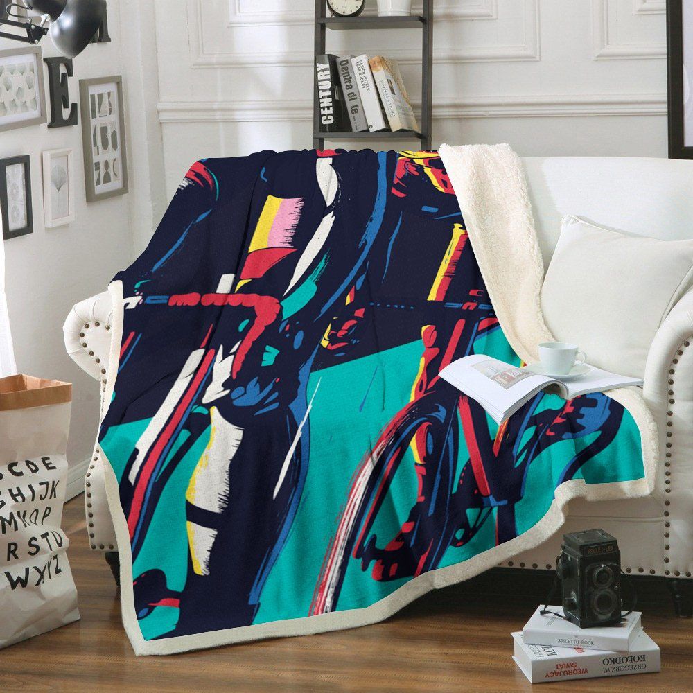 Cycling Sherpa Fleece Blanket