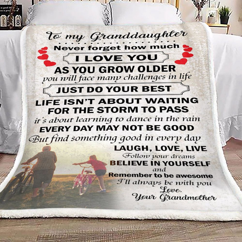 Cycling Family To My Granddaughter Love From Grandmother Sherpa Fleece Blanket