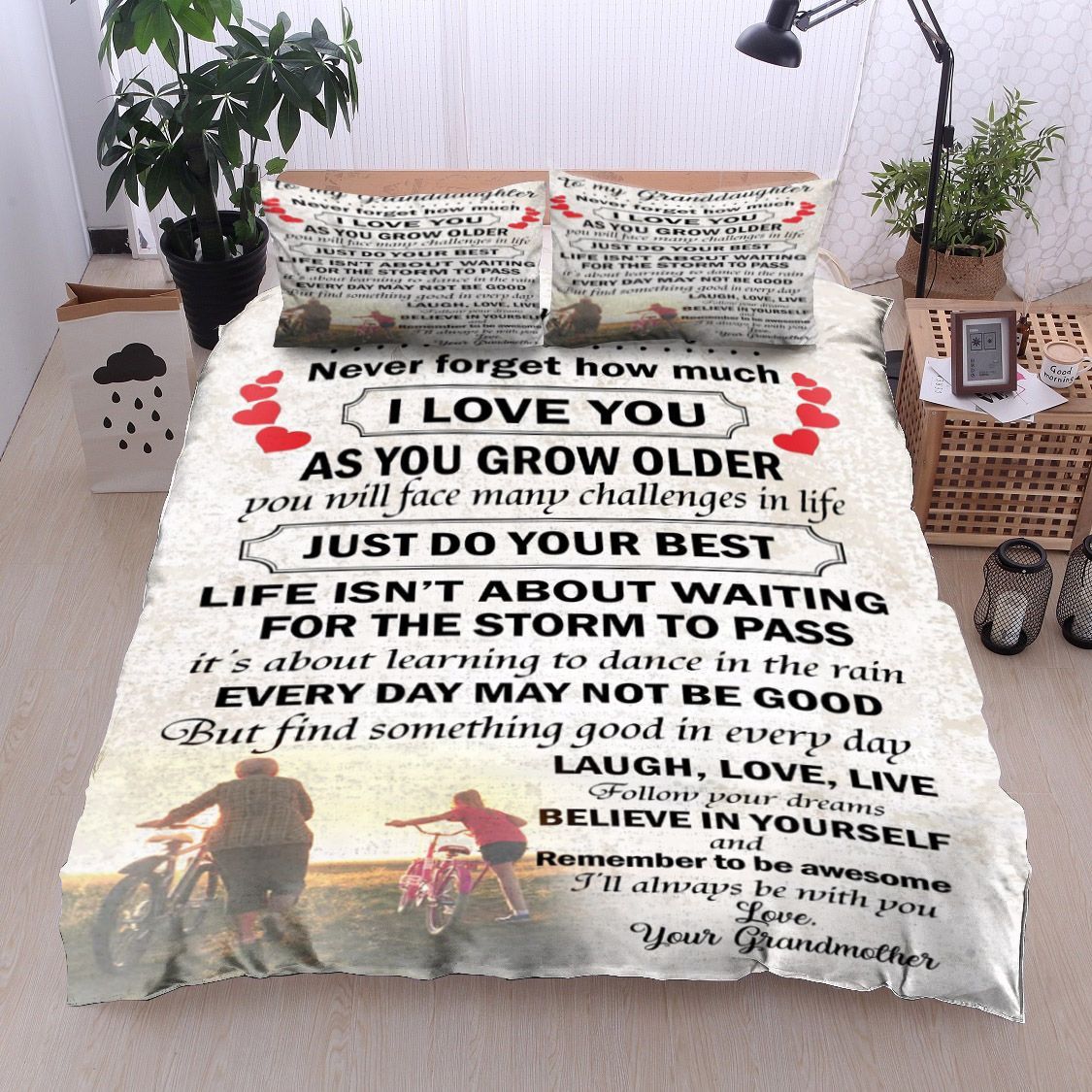 Cycling Family To My Granddaughter Love From Grandmother Bedding Set