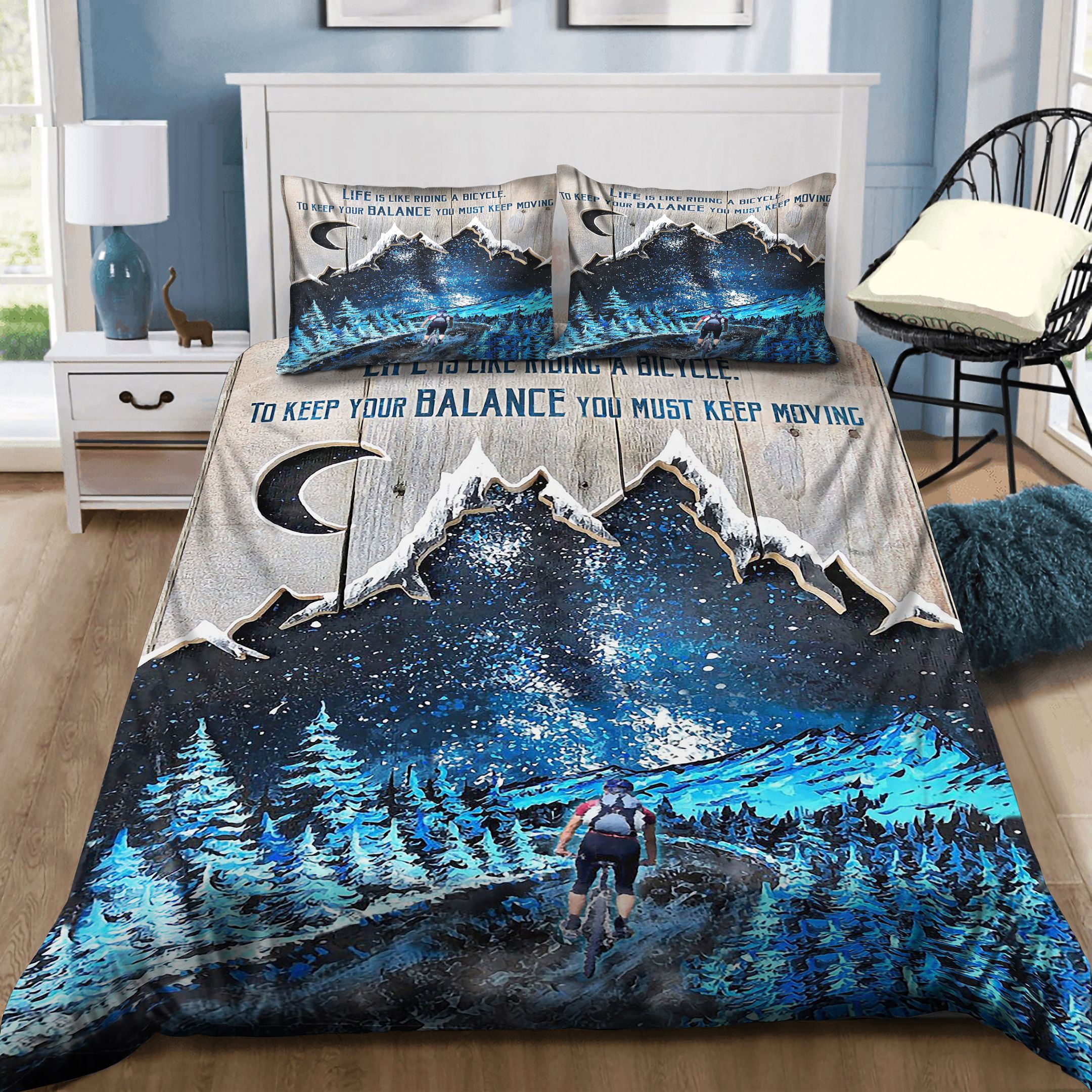 Cycling Forest Night Bedding Set