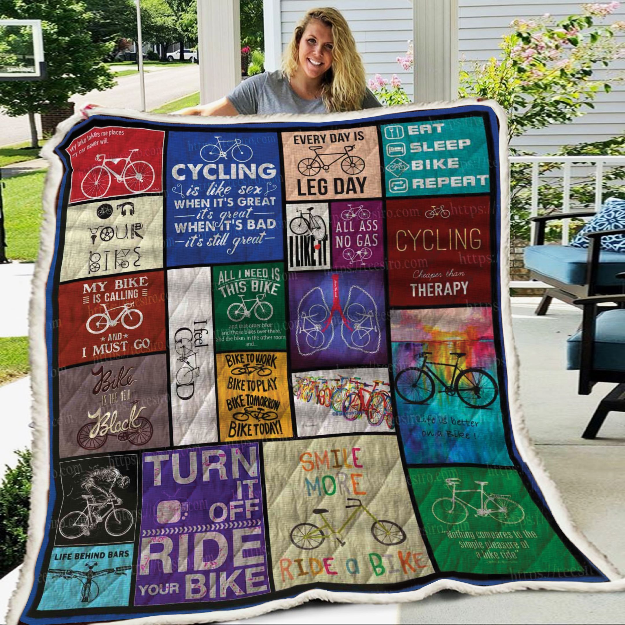 Cycling My Bike Takes Me Places Ndk Sherpa Fleece Blanket