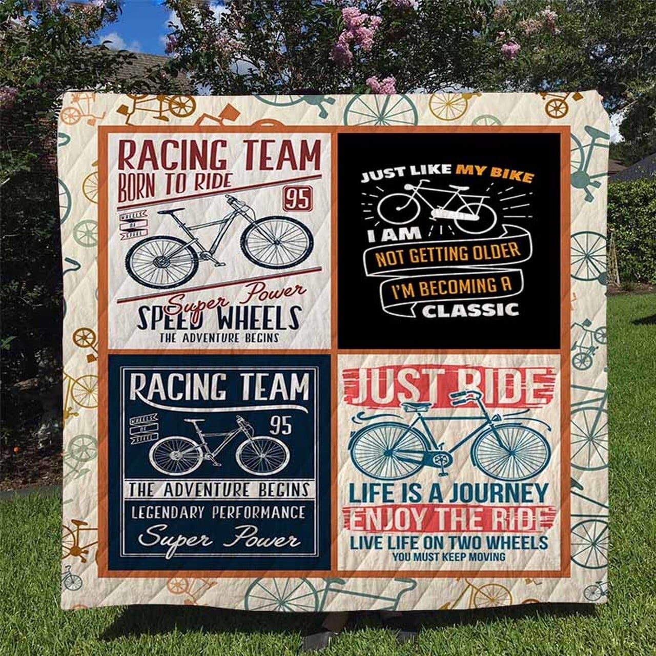 Cycling Racing Team Born To Ride Quilt Blanket Dhc04011435Dd