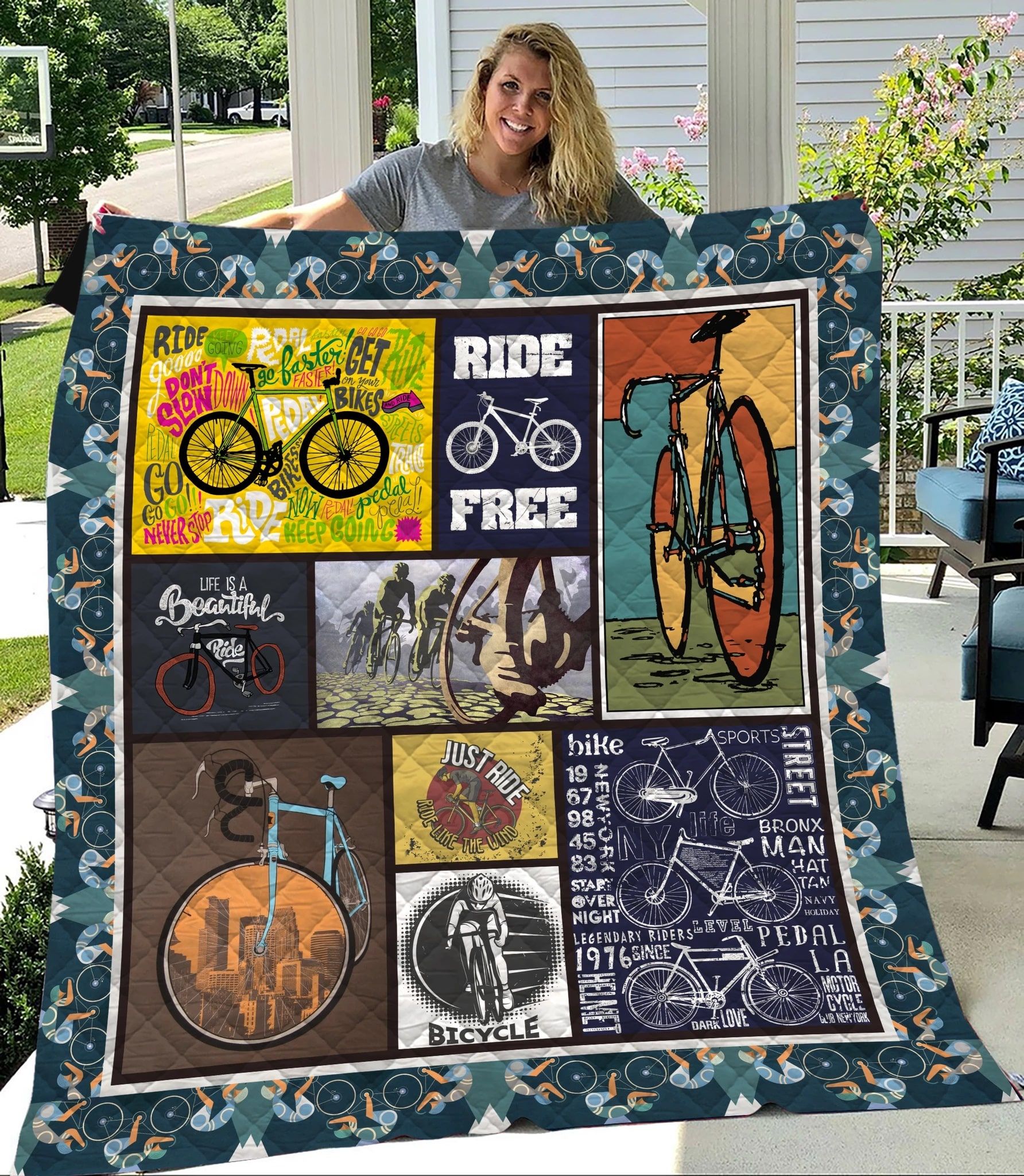 Cycling Ride Free Quilt Blanket Christmas Christmas Gifts Merry Christmas Holiday Gifts Gift Dhc03011324Dd