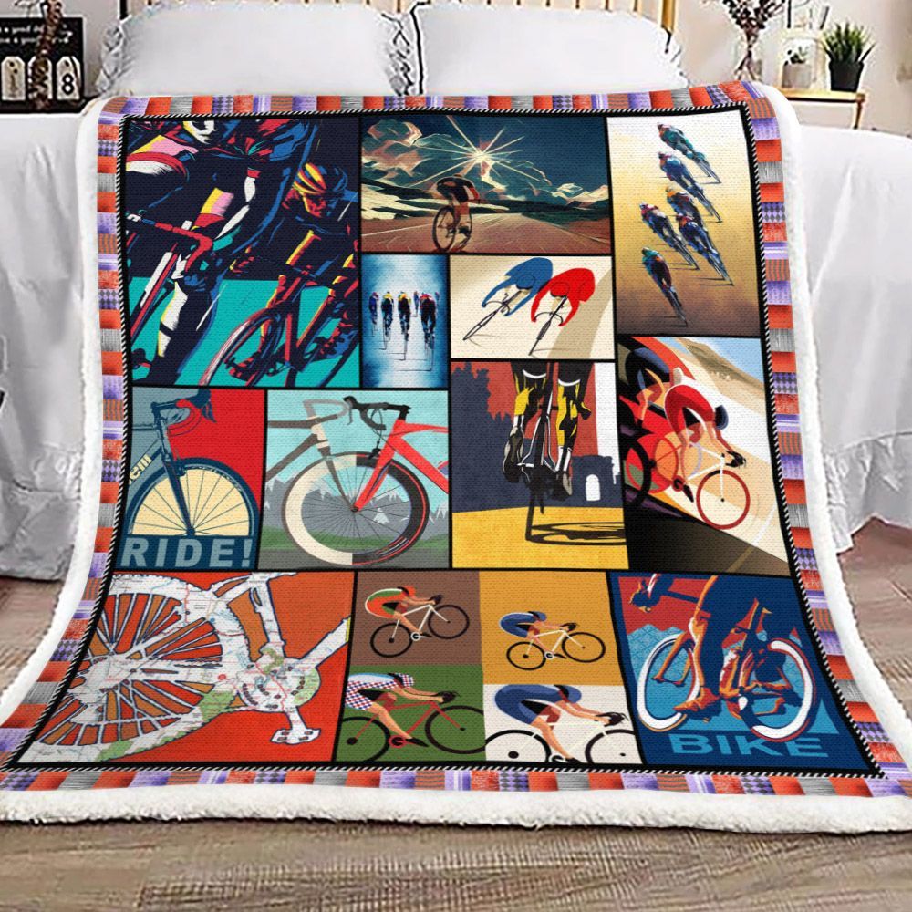 Cycling Sherpa Fleece Blanket