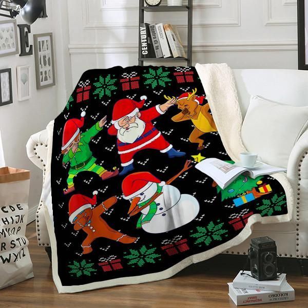 Dabbing Christmas Ugly Xmas Sherpa Fleece Blanket