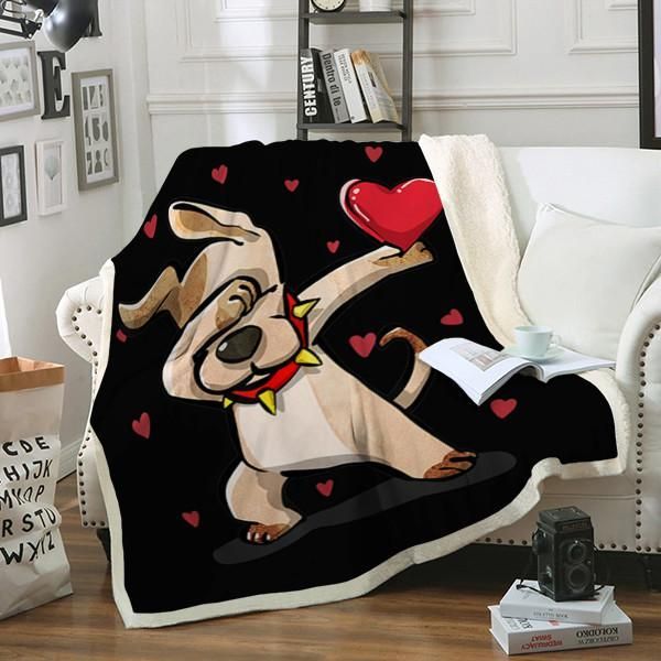 Dabbing Dog Sherpa Fleece Blanket