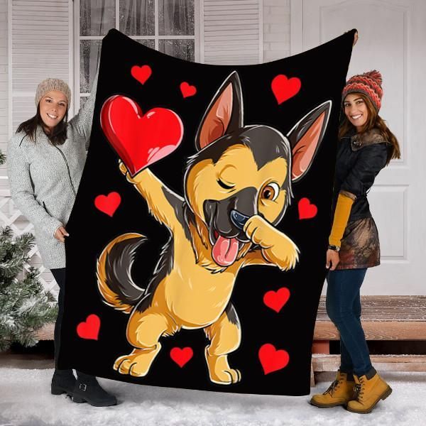 Dabbing German Shepherd Dog Valentines Day Sherpa Fleece Blanket