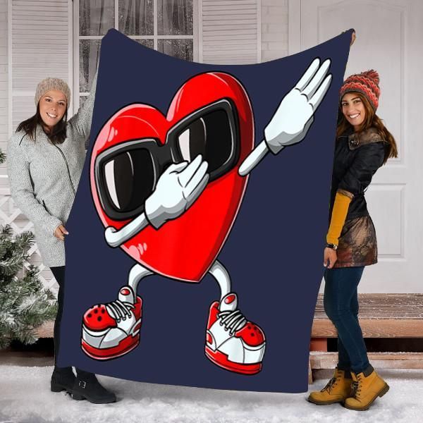 Dabbing Heart Valentines Day Sherpa Fleece Blanket