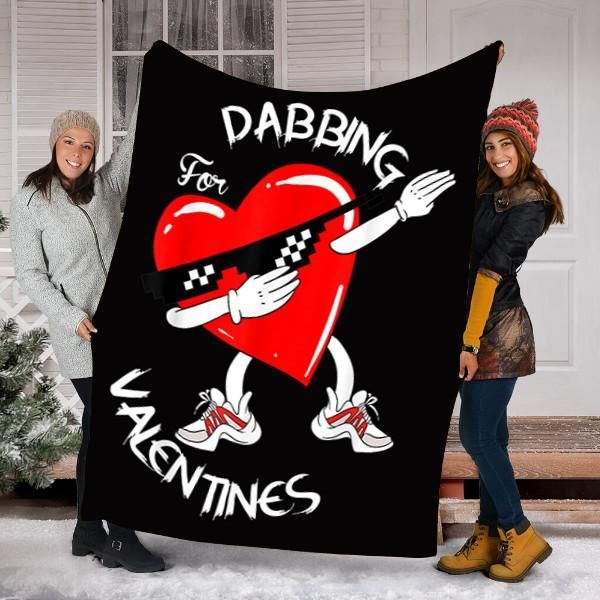 Dabbing Heart Valentines Kids Day Sherpa Fleece Blanket