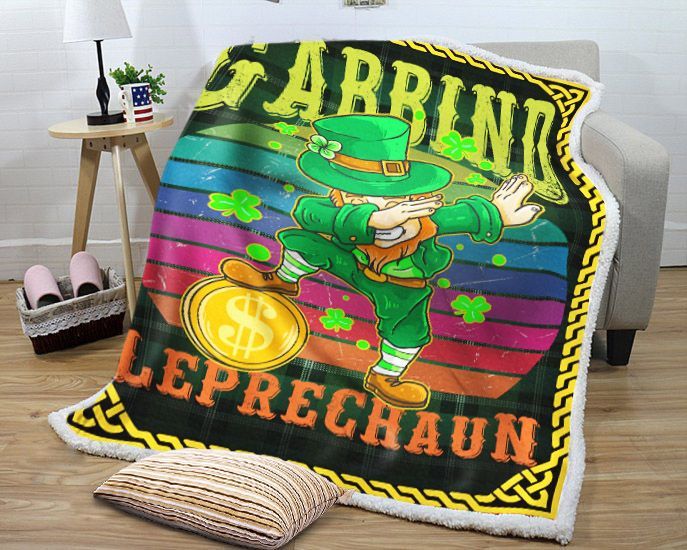 Dabbing Leprechaun Sherpa Fleece Blanket