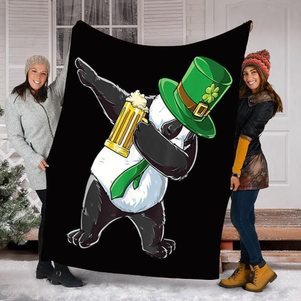 Dabbing Panda Leprechaun Sherpa Fleece Blanket