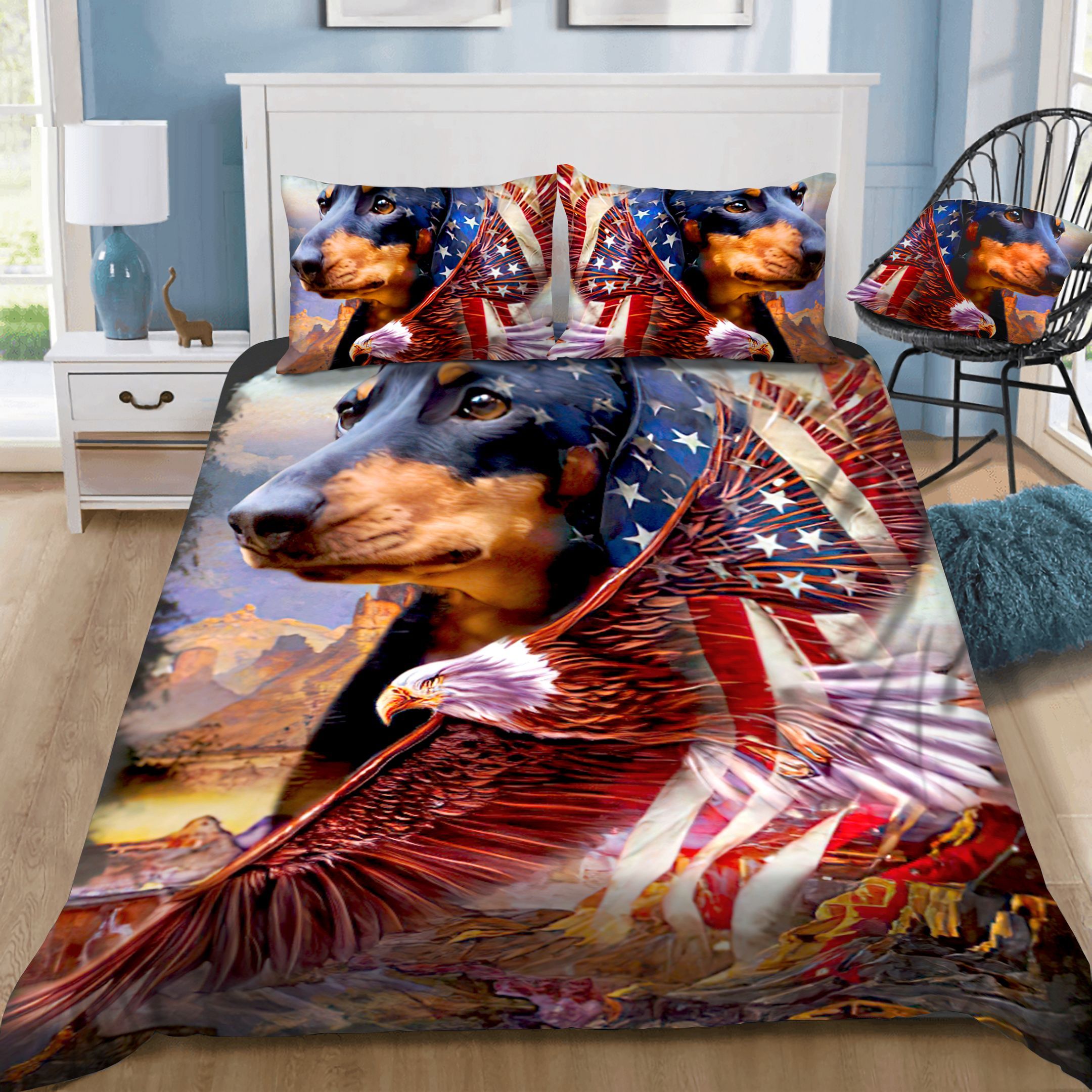 Dachshund America Eagle Bedding Set