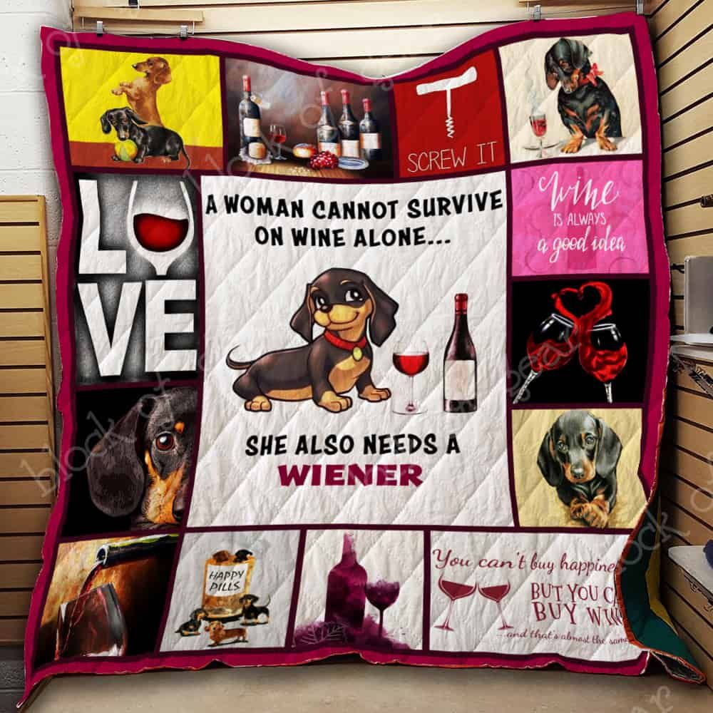 Dachshund And Wine Quilt Th740 Dhc11121613Dd
