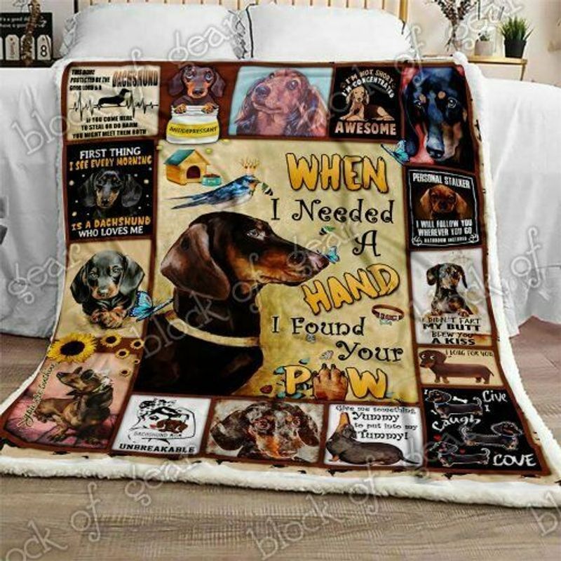 Dachshund Angel Sherpa Fleece Blanket