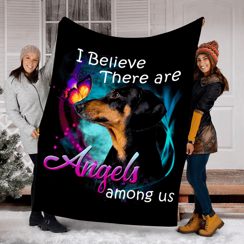 Dachshund Angels Among Us Classic Dog Sherpa Fleece Blanket