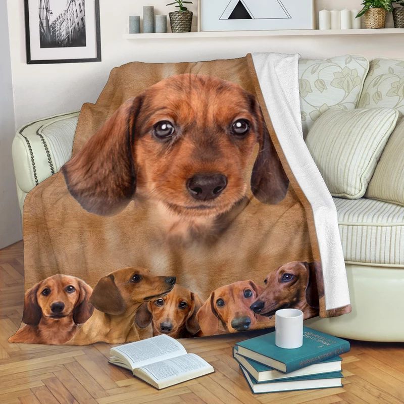 Dachshund Big Face Sherpa Fleece Blanket