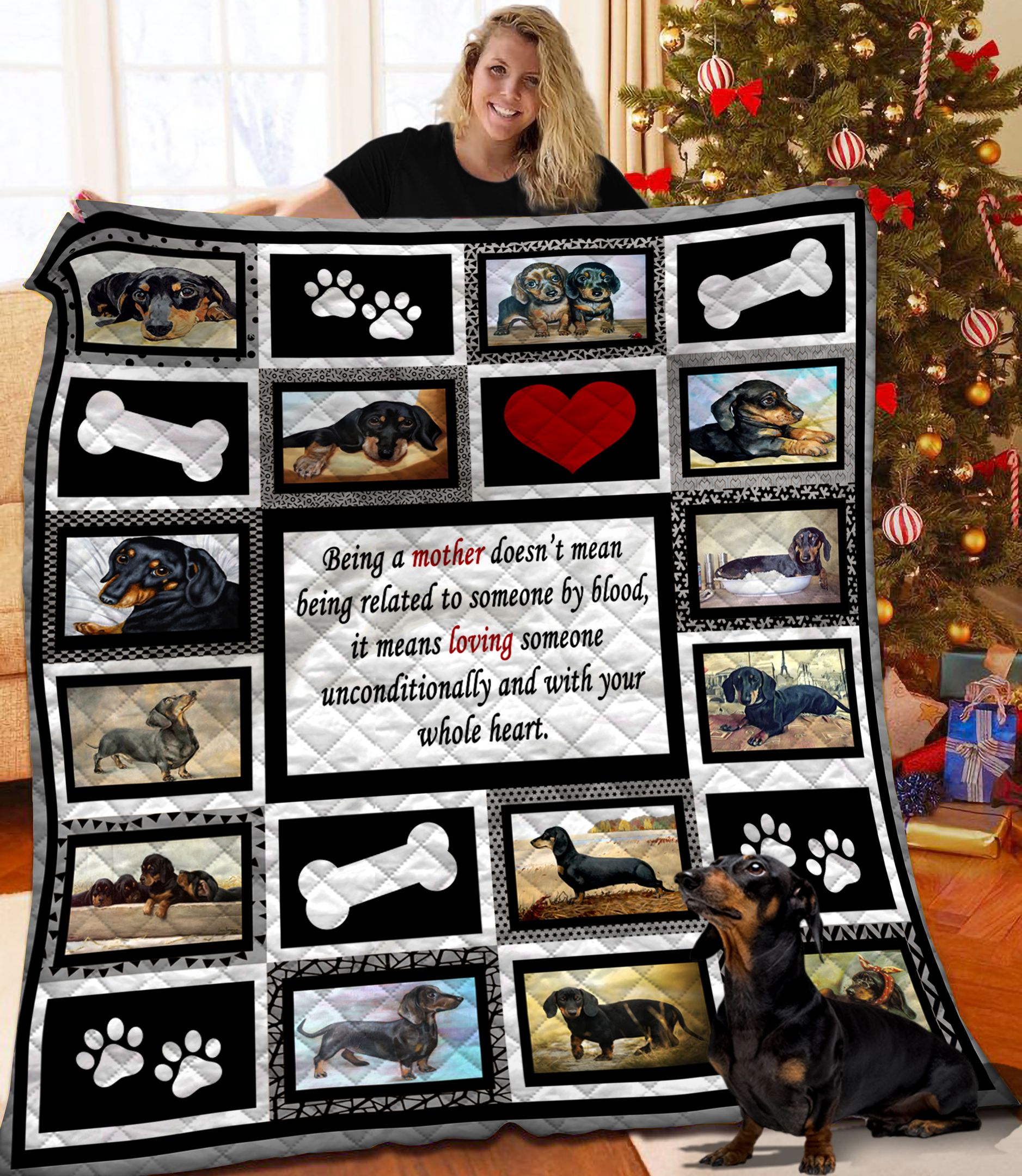 Dachshund Black BBB051141NB Quilt Blanket