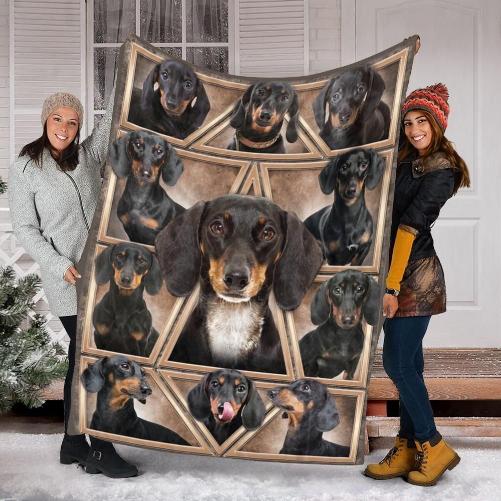 Dachshund Black Dog Sherpa Fleece Blanket