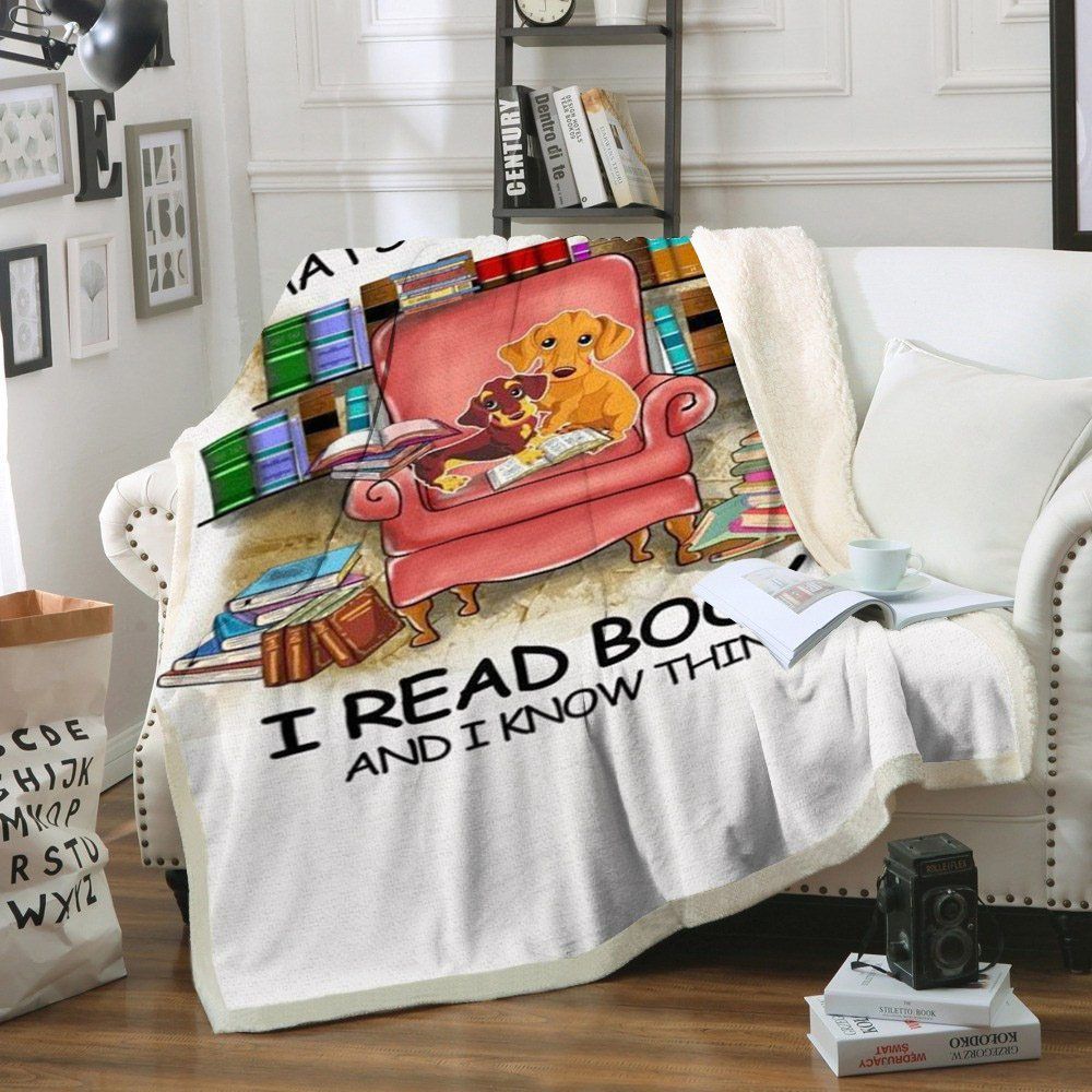 Dachshund Book Sherpa Fleece Blanket
