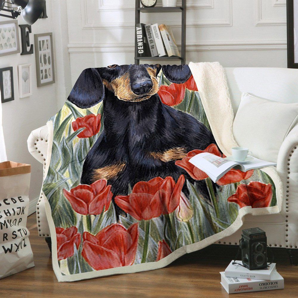 Dachshund Sherpa Fleece Blanket