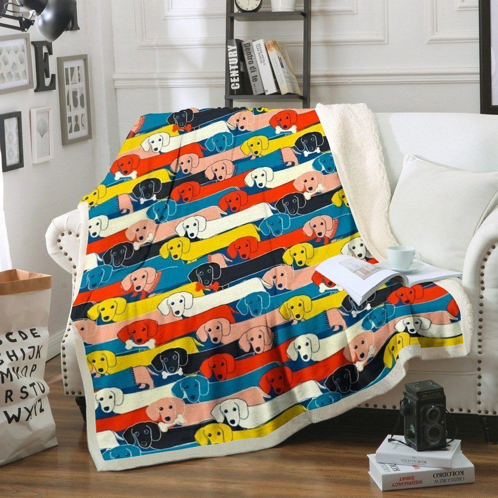 Dachshund Sherpa Fleece Blanket