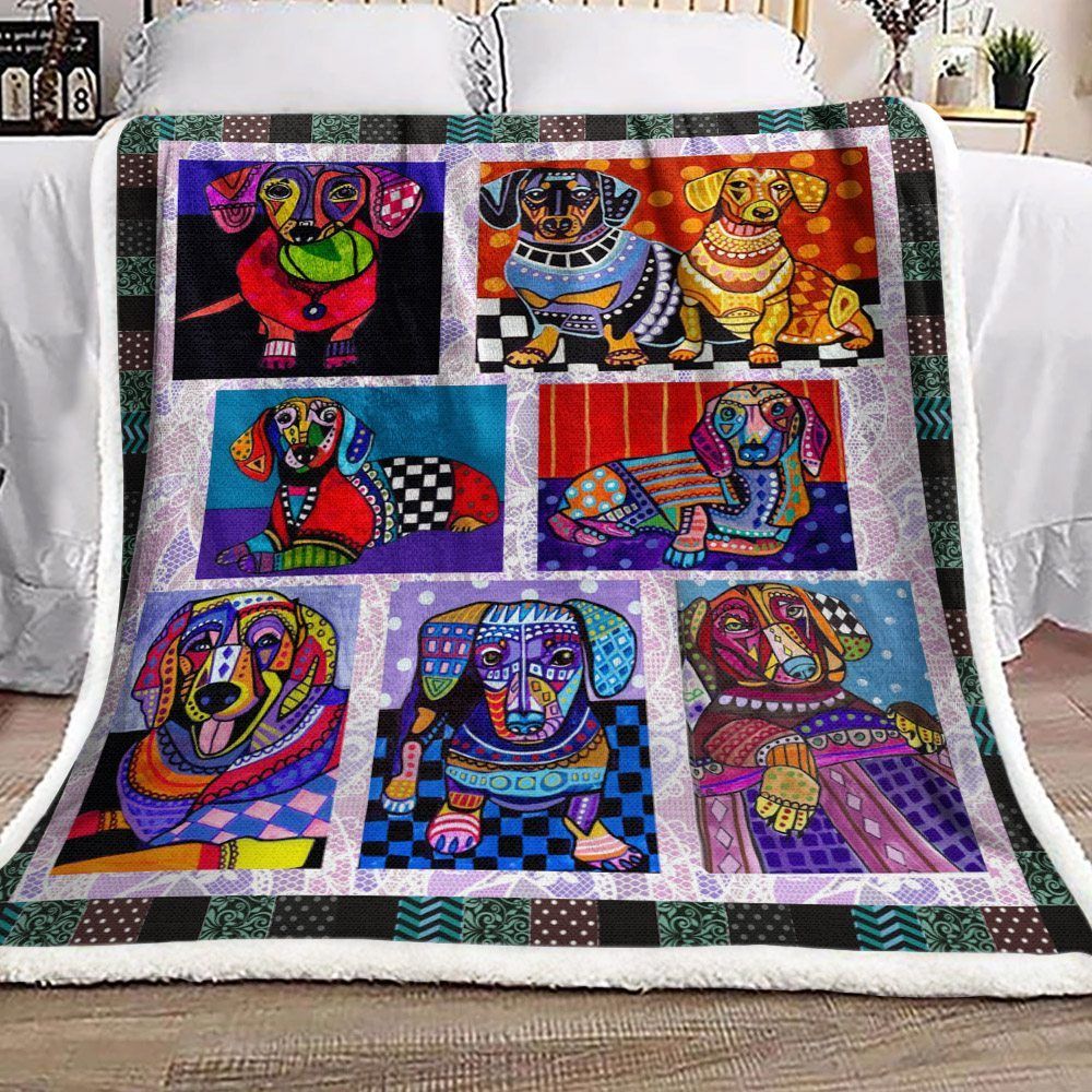 Dachshund Sherpa Fleece Blanket