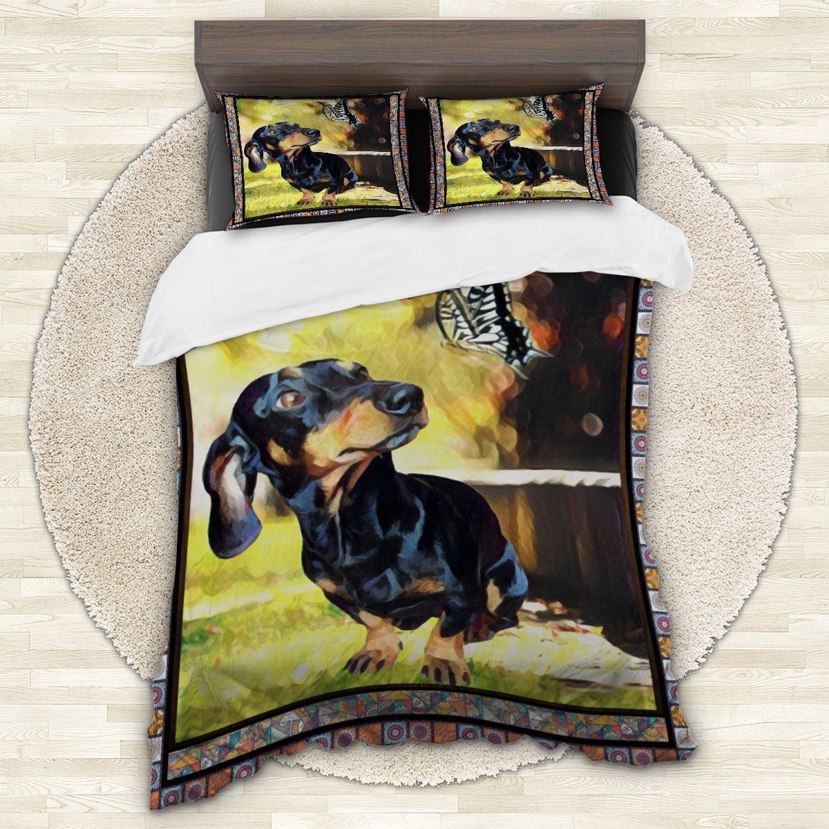 Dachshund Butterfly Bedding Set