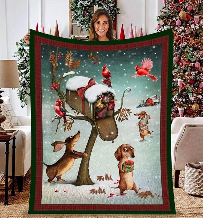 Dachshund Cardinal Fleece Blanket