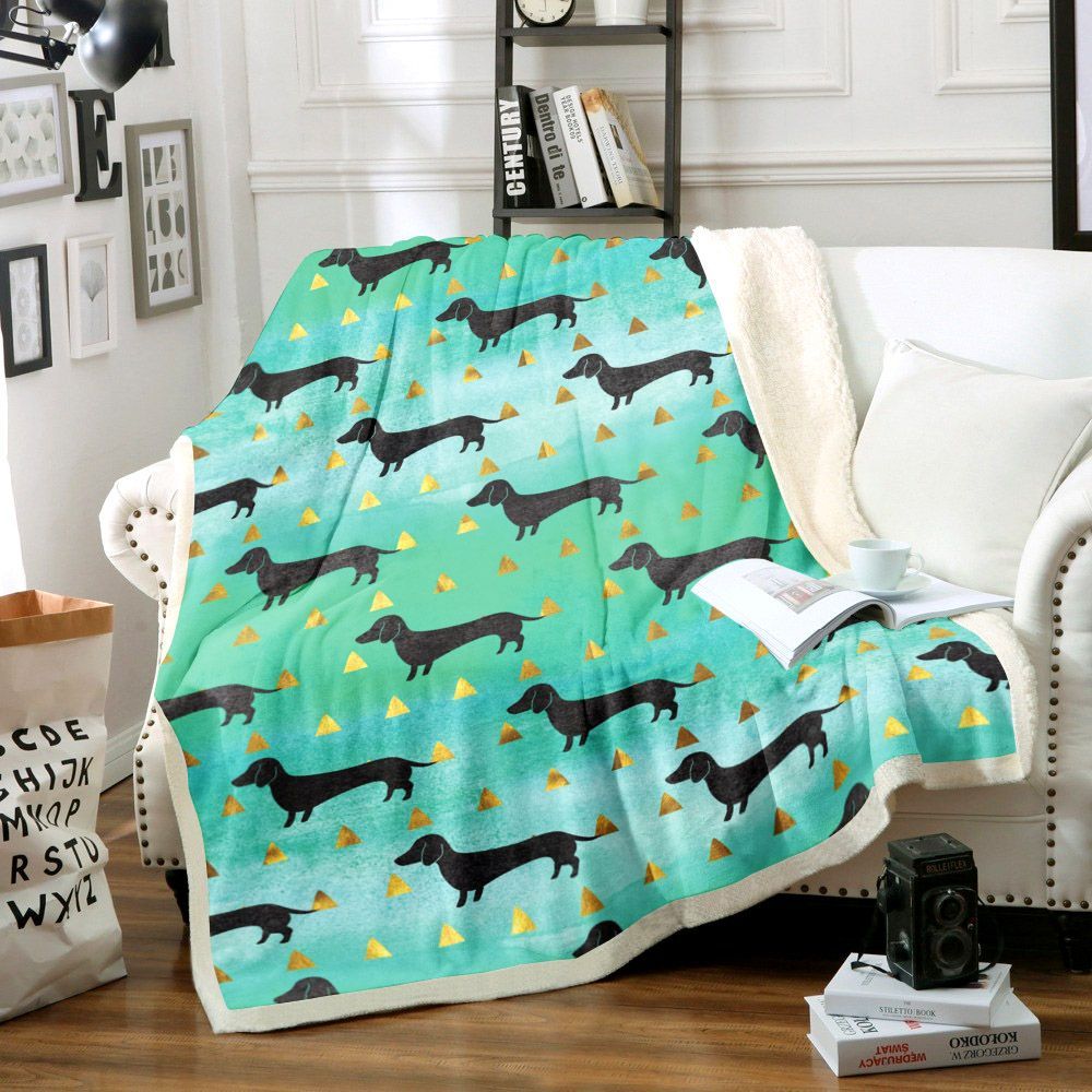 Dachshund Sherpa Fleece Blanket