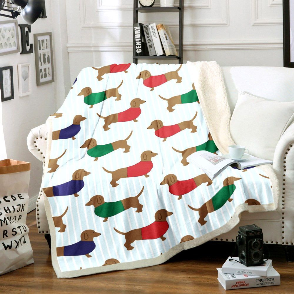 Dachshund Sherpa Fleece Blanket