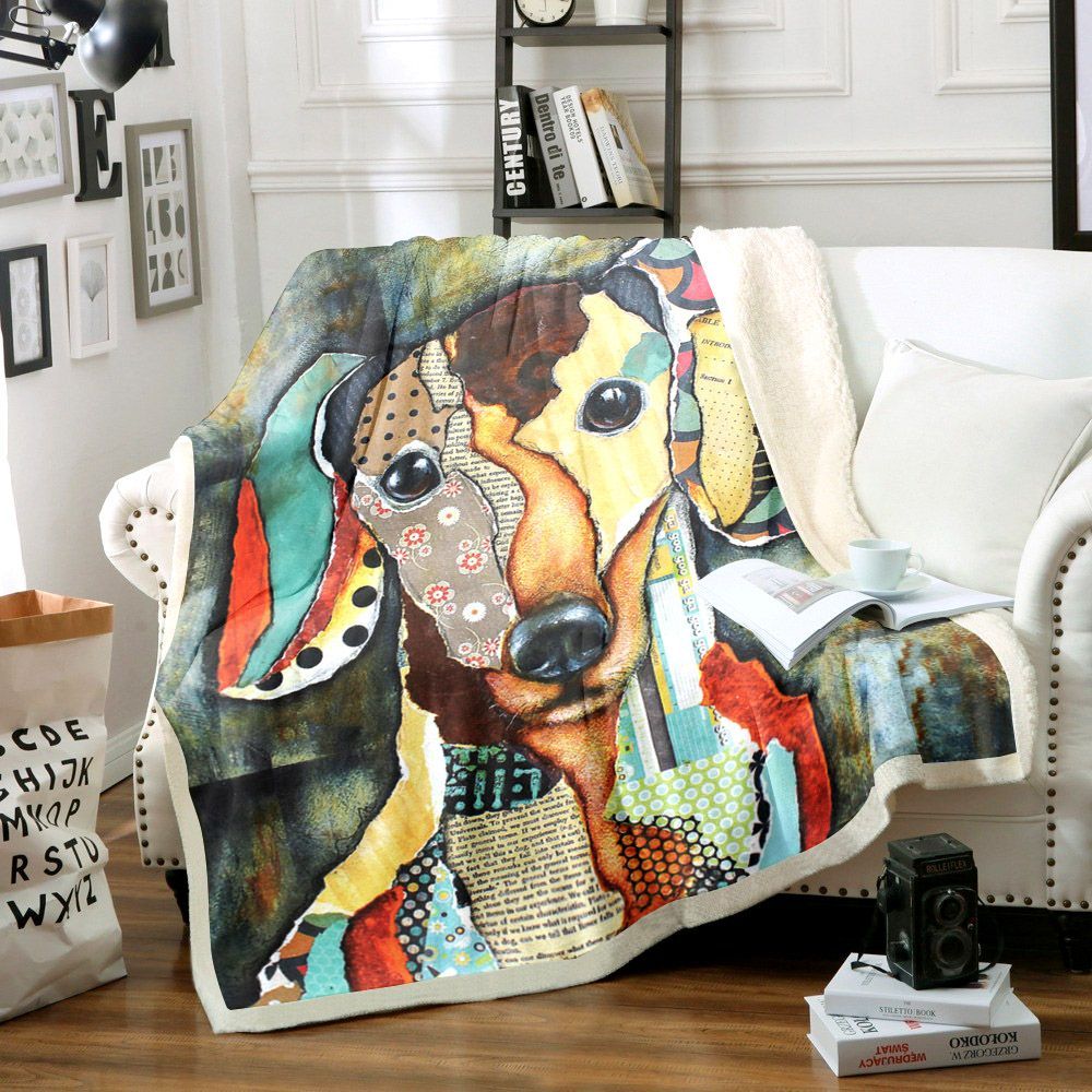 Dachshund Sherpa Fleece Blanket
