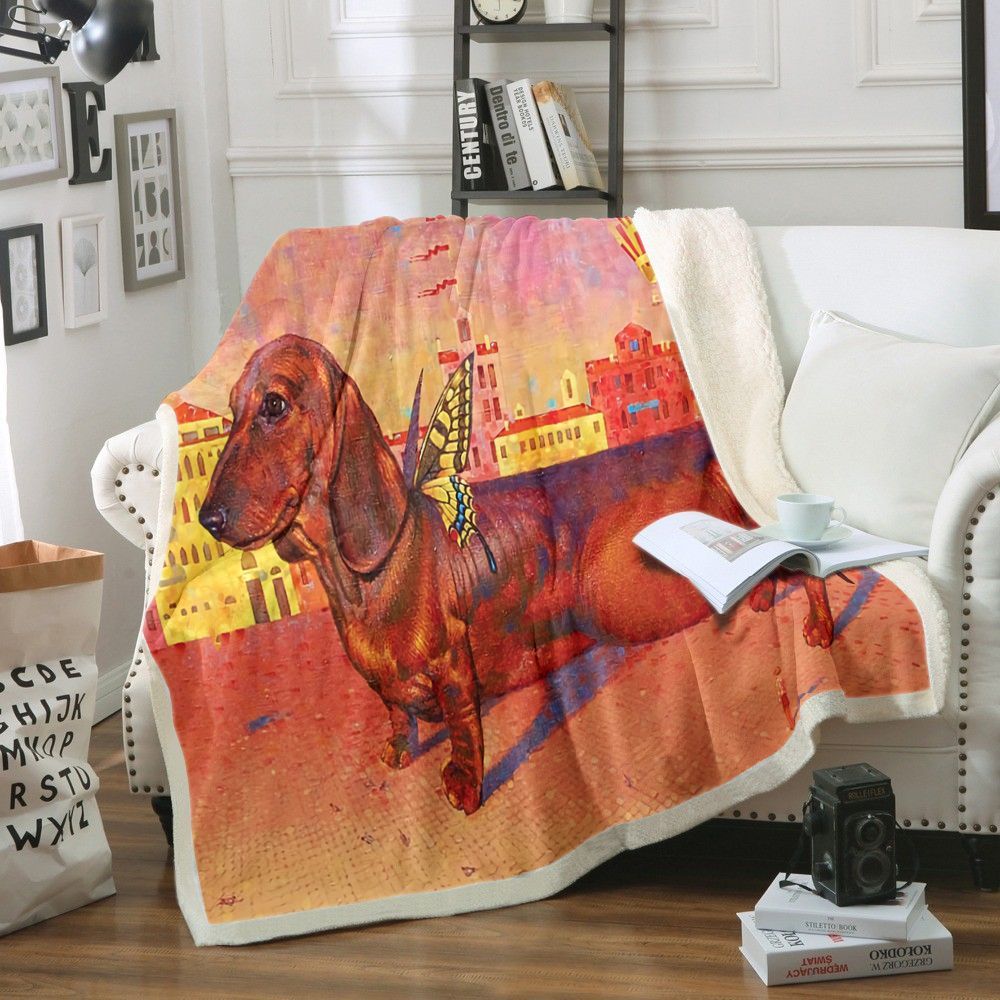 Dachshund Sherpa Fleece Blanket