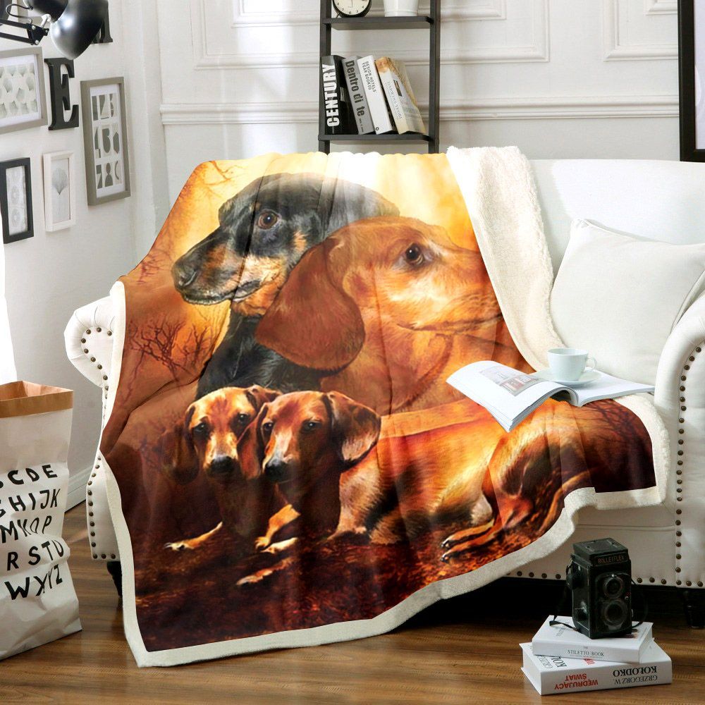 Dachshund Sherpa Fleece Blanket