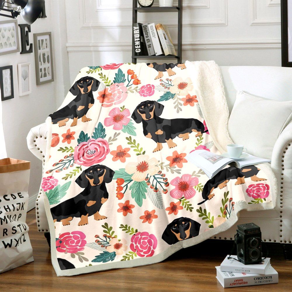 Dachshund Sherpa Fleece Blanket