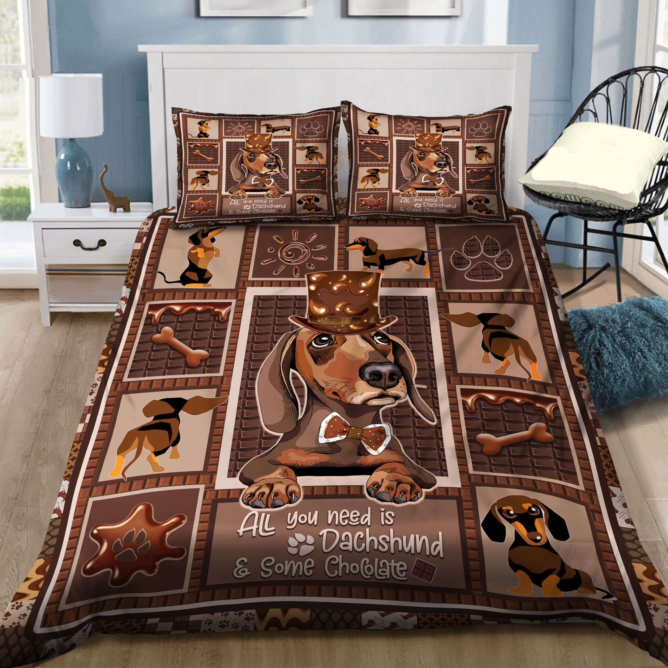Dachshund Chocolate Bedding Set