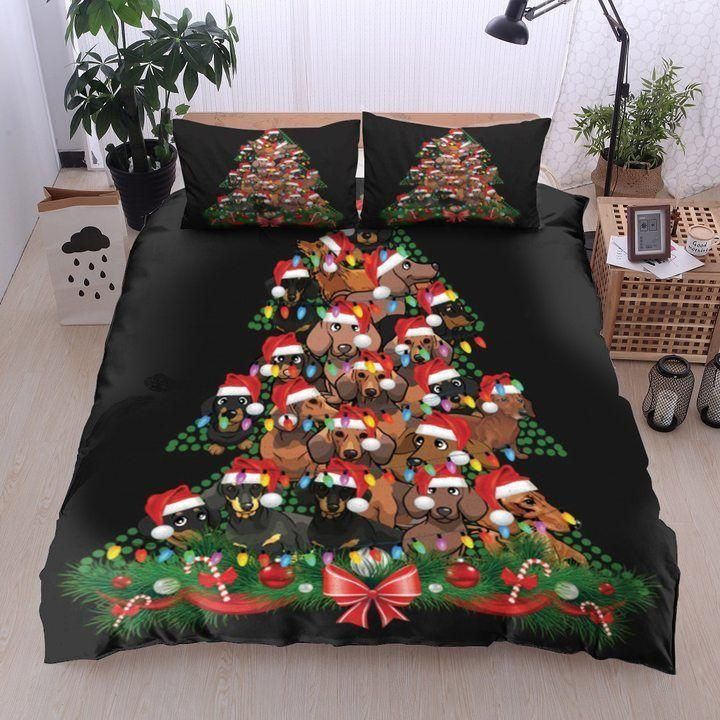 Dachshund Christmas  Black Bedding Set